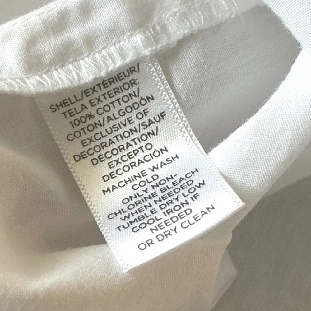 LOFT White Cotton Ladder Lace Balloon Sleeve Blouse Womens Medium Split Neck
